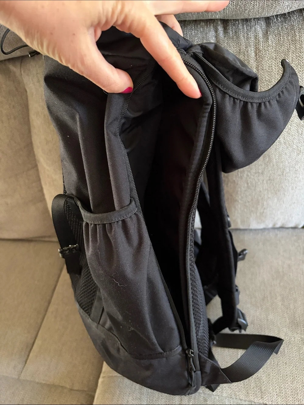 Supreme Black Mesh-Front Backpack with Reflective Trim